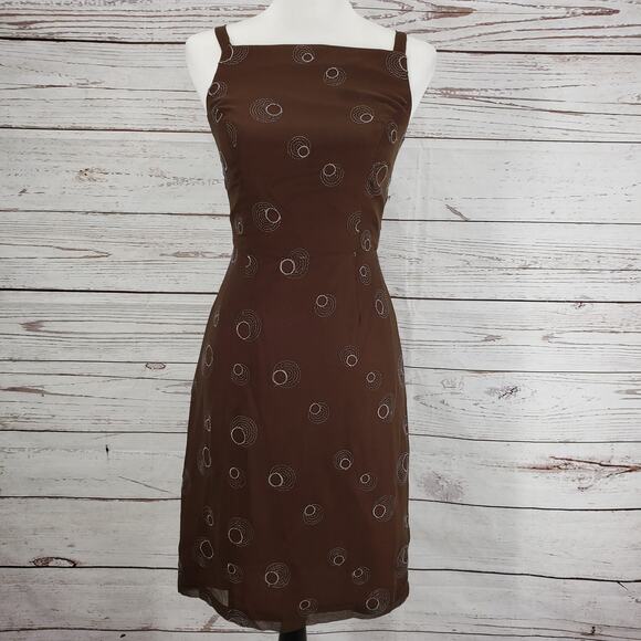 Tocca Bergdorf Goodman Women's Brown 100%Silk Embroidered Dress Size 2 - Picture 1 of 14